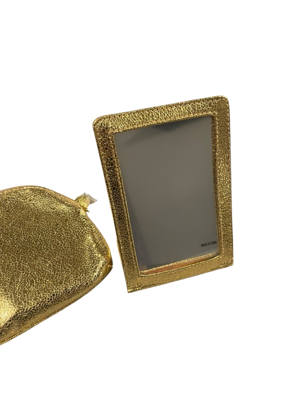 Estee Lauder Metallic Gold Cosmetic Pouch with Matching Mirror + Free Gift 🎁 - Picture 2 of 6